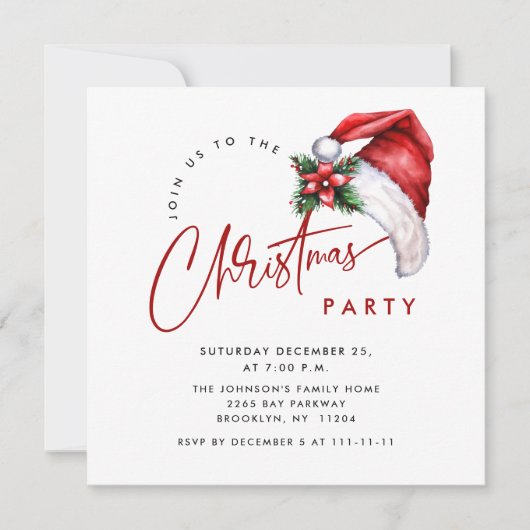 Elegant minimalistisch kerstfeestje kaart (Voorkant)