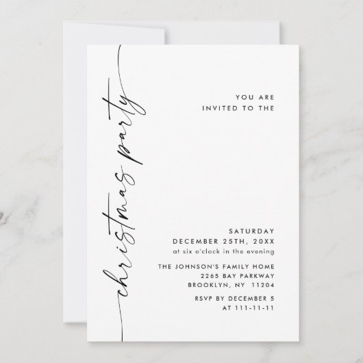 Elegant minimalistisch kerstfeestje kaart (Voorkant)