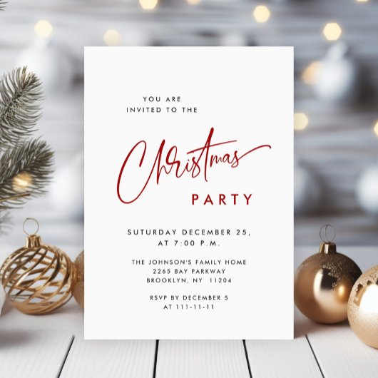 Elegant minimalistisch kerstfeestje kaart