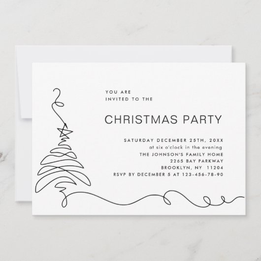 Elegant minimalistisch kerstfeestje kaart (Voorkant)