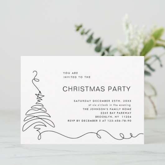 Elegant minimalistisch kerstfeestje kaart (Staand voorkant)