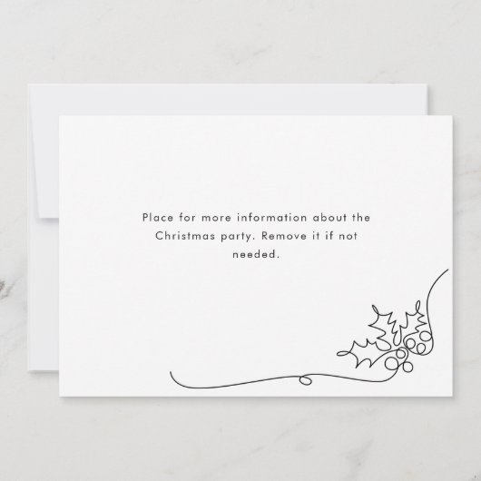 Elegant minimalistisch kerstfeestje kaart (Achterkant)