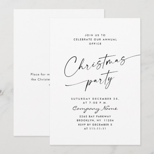 Elegant minimalistisch kerstfeestje kaart (Voorkant / Achterkant)
