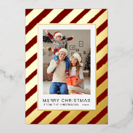 Elegant Minimalistisch Kerstmis | Modern Familie F Folie Feestdagenkaart