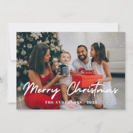 Elegant Minimalistisch Kerstmis | Modern Gezinsfot Feestdagenkaart