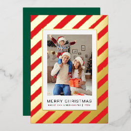 Elegant Minimalistisch Kerstmis | Modern Gezinsfot Folie Feestdagenkaart