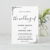 Elegant minimalistisch  Klassieke Manuscript bruil Kaart (Staand voorkant)