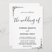 Elegant minimalistisch  Klassieke Manuscript bruil Kaart (Voorkant / Achterkant)