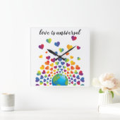 Elegant Minimalistisch Kleurrijk Regenboog Hart On Vierkante Klok (Huis)