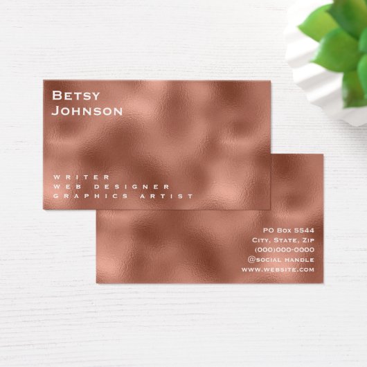 Elegant minimalistisch kopermetallisch Visitekaart Visitekaartje (Bureau)