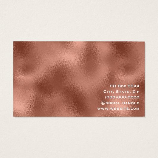 Elegant minimalistisch kopermetallisch Visitekaart Visitekaartje (Achterkant)