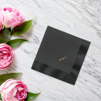 Elegant Minimalistisch Koppel Monogram Huwelijk Go Folie Servetten