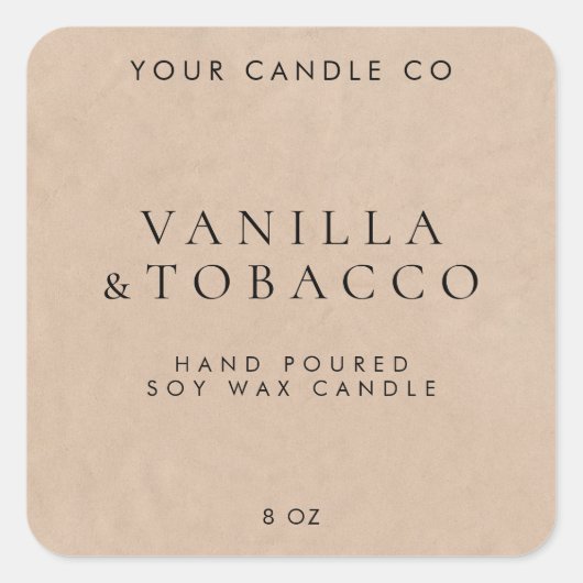 Elegant minimalistisch kraftkaartenlabel vierkante sticker (Voorkant)