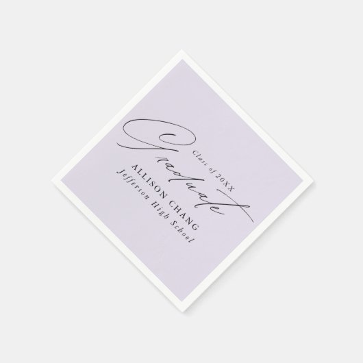 Elegant minimalistisch lavender Paars Afstuderen Servet (Hoek)