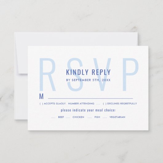 Elegant minimalistisch licht blauw, modern RSVP kaartje (Voorkant)