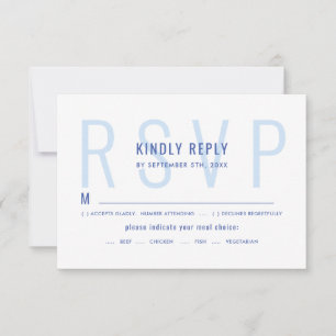 Elegant minimalistisch licht blauw, modern RSVP kaartje