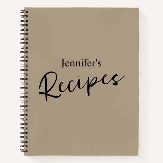 Elegant minimalistisch lichtbruin recept notitieboek (Voorkant)
