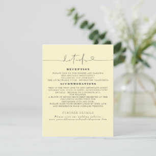 Elegant minimalistisch lichtgele bruiloft — Gegeve Informatiekaartje