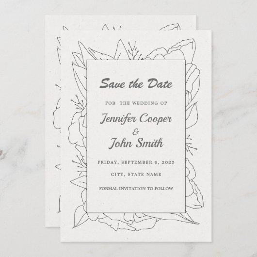 Elegant minimalistisch lijnhuwelijk bewaart de dat (Voorkant / Achterkant)