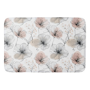 Elegant minimalistisch lijnkunst bloemenpatroon badmat