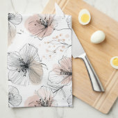 Elegant minimalistisch lijnkunst bloemenpatroon theedoek (Quarter Fold)