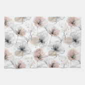 Elegant minimalistisch lijnkunst bloemenpatroon theedoek (Horizontaal)