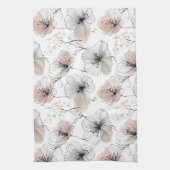 Elegant minimalistisch lijnkunst bloemenpatroon theedoek (Verticaal)