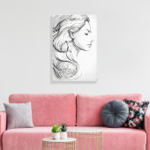 Elegant minimalistisch lijnkunstportret canvas afdruk (Insitu (Woonkamer))