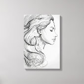 Elegant minimalistisch lijnkunstportret canvas afdruk (Voorkant)