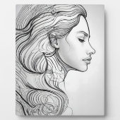 Elegant minimalistisch lijnkunstportret fotoplaat (Voorkant)