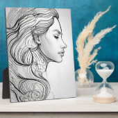 Elegant minimalistisch lijnkunstportret fotoplaat (Zijkant)