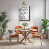 Elegant minimalistisch lijnkunstportret perfect poster