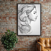 Elegant minimalistisch lijnkunstportret poster