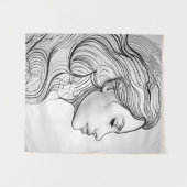 Elegant minimalistisch lijnkunstportret wandkleed (Voorkant (horizontaal))