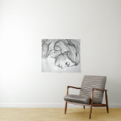 Elegant minimalistisch lijnkunstportret wandkleed (In Situ (horizontaal))