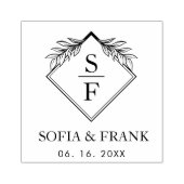 Elegant minimalistisch loof bruiloft monogram rubberstempel (Afrduk)