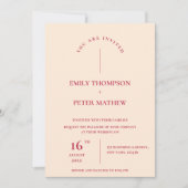 Elegant minimalistisch magenta hedendaags huwelijk kaart (Voorkant)