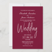 Elegant minimalistisch magenta White Wedding Kaart (Voorkant)