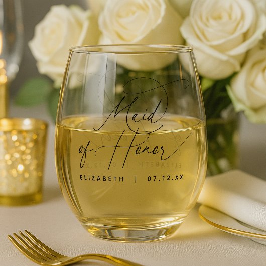 Elegant Minimalistisch Maid of Honor Wijnglas Zonder Voet