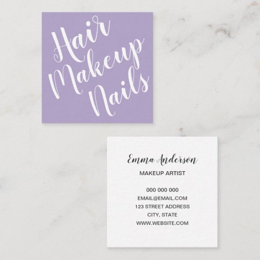 Elegant minimalistisch make-up artiest visitekaart vierkante visitekaartje (Voorkant / Achterkant)