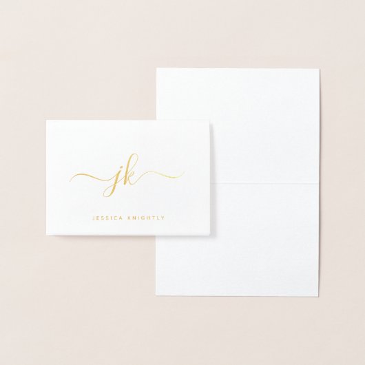 Elegant Minimalistisch Manuscript Monogram Initial Folie Kaarten (Display)