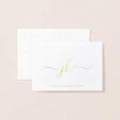 Elegant Minimalistisch Manuscript Monogram Initial Folie Kaarten (Voorkant met envelop)