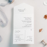 Elegant Minimalistisch Manuscript Seal en verzend All In One Uitnodiging<br><div class="desc">Deze elegante, minimalistische scriptzegel en het verzenden van alles in één uitnodiging is perfect voor uw klassieke eenvoudige zwarte en witte, minimale moderne boho bruiloft. Het ontwerp kenmerkt fel, delicaat, en romantisch handgeschreven kalligrafie met formele shabby chic typografie. De blik zal goed gaan met om het even welk trouwseizoen: lente,...</div>