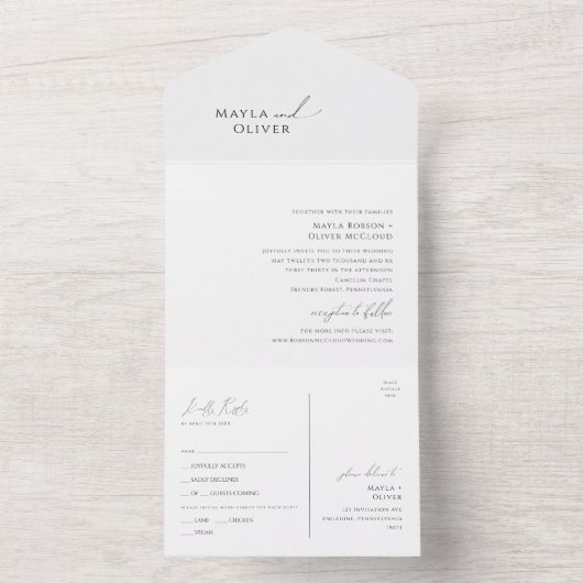 Elegant Minimalistisch Manuscript Seal en verzend All In One Uitnodiging (Binnen)