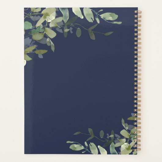 Elegant minimalistisch marineblauw groen planner (Achterkant)