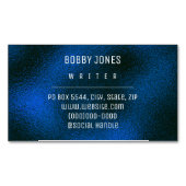 Elegant minimalistisch marineblauw metallisch magnetisch visitekaartje (Voorkant)