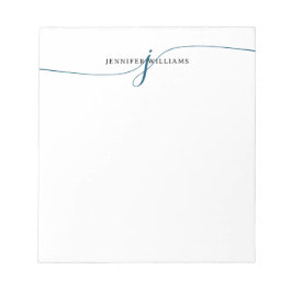 Elegant minimalistisch marineblauw script monogram notitieblok