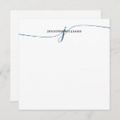 Elegant minimalistisch marineblauw script monogram notitiekaartje (Voorkant / Achterkant)