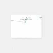 Elegant minimalistisch marineblauw script monogram post-it® notes (Voorkant)