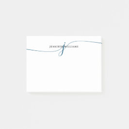 Elegant minimalistisch marineblauw script monogram post-it® notes